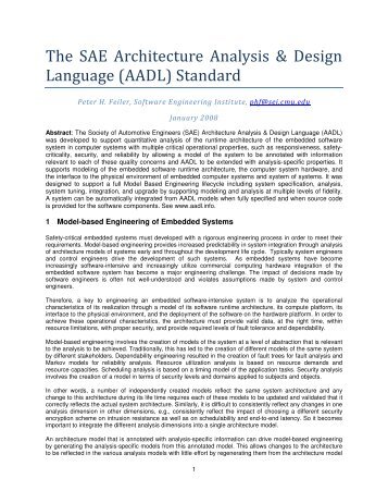 The SAE Architecture Analysis & Design Language (AADL) Standard