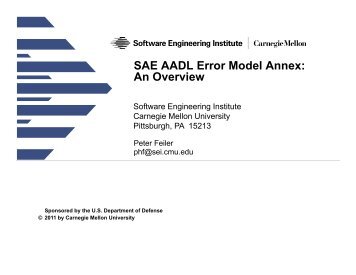 SAE AADL Error Model Annex: An Overview - Carnegie Mellon ...