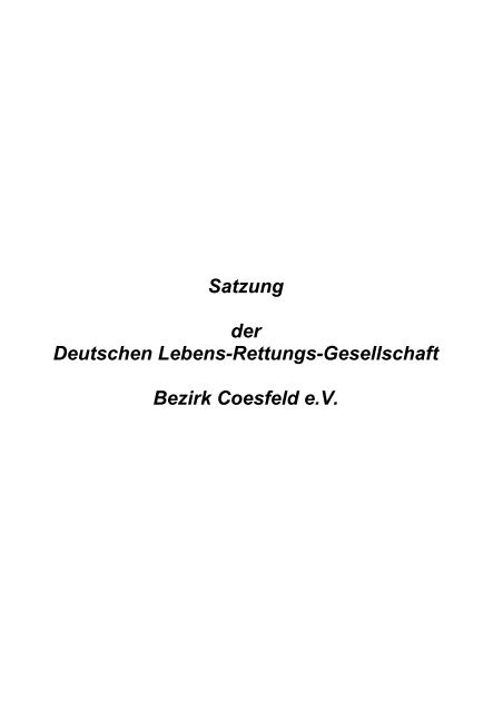 Satzung - Bezirk Coesfeld eV - DLRG