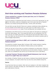 Part-time working and Teachers Pension Scheme - UCU