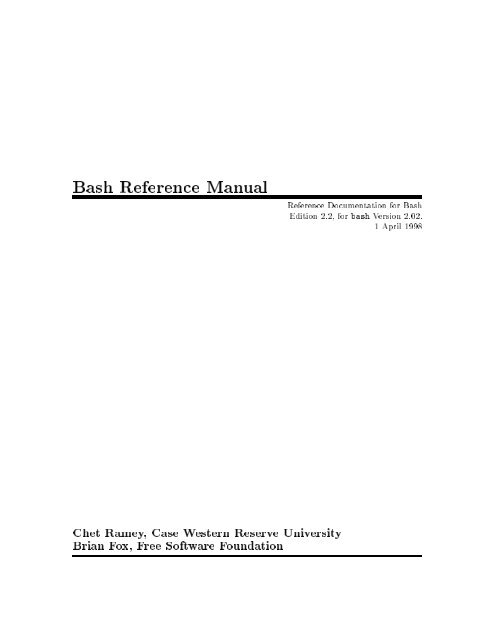 Bash Reference Manual - Oldlinux.org
