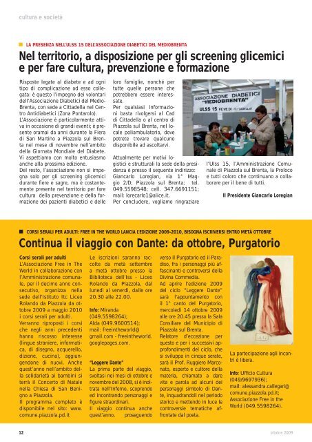 CittadinoOttobre2009 (pdf) - Comune di Piazzola sul Brenta