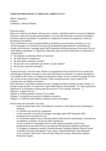 AREA: Linguistica Gruppo 1 Conduttrice: Adriana ... - Cidi di Milano