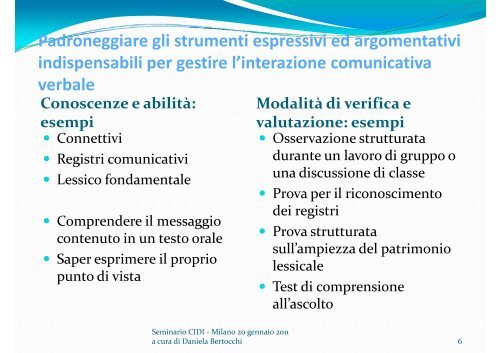 Le Competenze dell'Asse dei Linguaggi