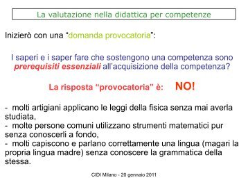 La valutazione nella didattica per competenze - Cidi di Milano