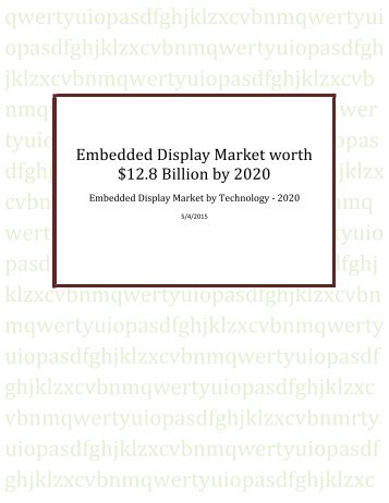 Embedded Display Market by Technology - 2020 | MarketsandMarkets