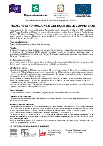 tecniche di formazione e gestione delle competenze - Cidi di Milano