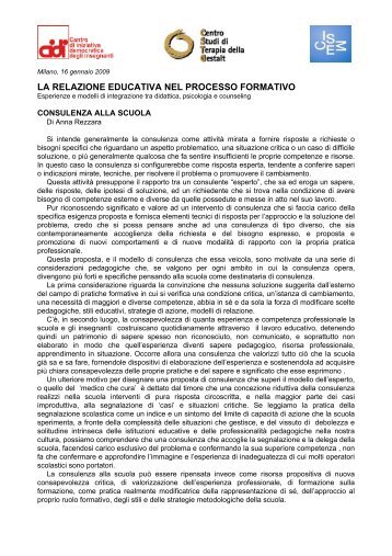 la relazione educativa nel processo formativo - Cidi di Milano