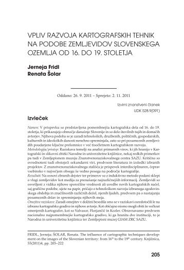 vpliv razvoja kartografskih tehnik na podobe ... - Revija Knjižnica