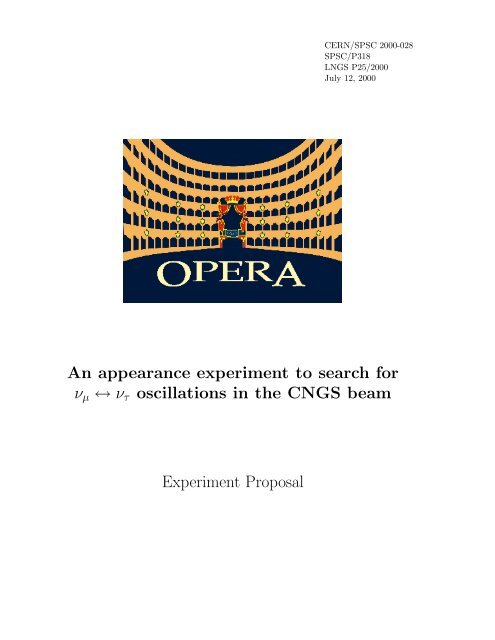 Experiment Proposal - opera - Infn