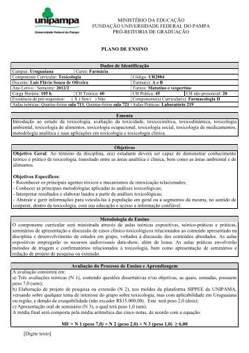 Plano de Ensino Toxicologia - UNIPAMPA Cursos