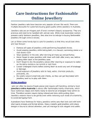 Care Instructions for Fashionable Online Jewellery