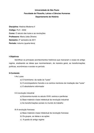 Programa-Moderna II-2011 - Departamento de HistÃ³ria - USP