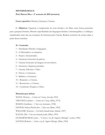 METODOLOGIA II. Prof. Marcos Silva â 2Âº semestre de 2012 ...