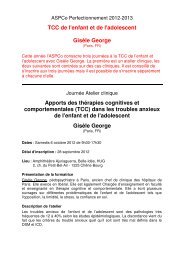 TCC de l'enfant et de l'adolescent GisÃ¨le George Apports ... - ASPCo