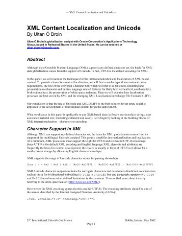 XML Content Localization and Unicode - STAR Translation