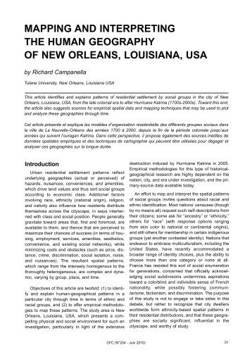 mapping and interpreting the human geography of new orleans ...