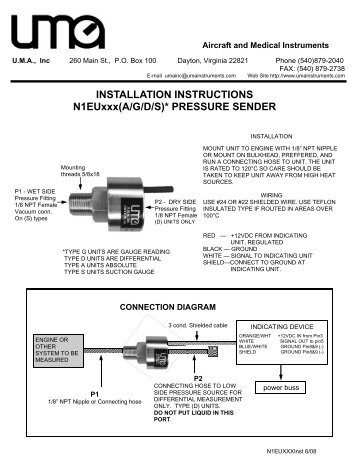 UMA fuel Pressure sender manual