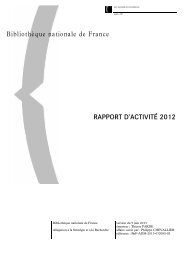 RAPPORT D'ACTIVITÉ 2012 - BnF - Bibliothèque nationale de France