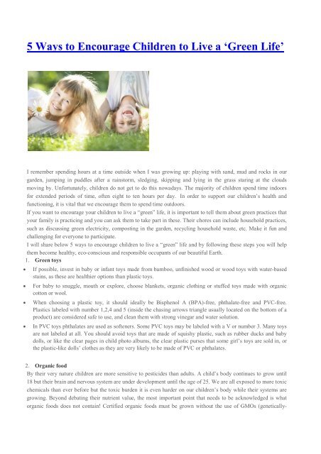 5 Ways to Encourage Children to Live a ‘Green Life’