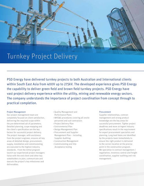 Turnkey High Voltage Electrical Infrastructure and Secondary Systems
