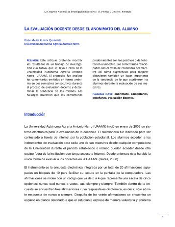 La evaluaciÃ³n docente desde el anonimato del alumno - Consejo ...