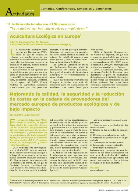 VersiÃ³n pdf del boletÃ­n - Sociedad EspaÃ±ola de Agricultura EcolÃ³gica