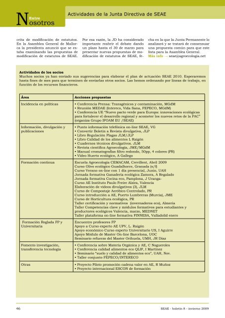 VersiÃ³n pdf del boletÃ­n - Sociedad EspaÃ±ola de Agricultura EcolÃ³gica