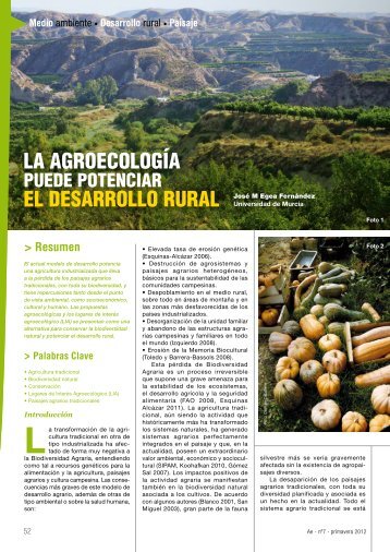 La agroecologÃ­a puede potenciar el desarrollo rural. J. M. Egea ...