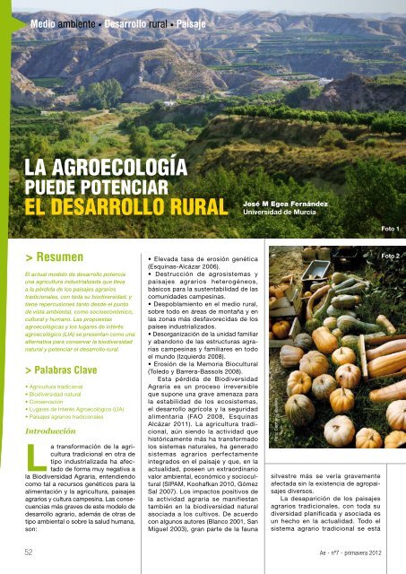 La agroecologÃa puede potenciar el desarrollo rural. J. M. Egea ...