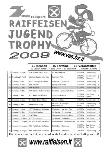 Startliste VSS MTB Jugendtrophy - Pichl Gsies