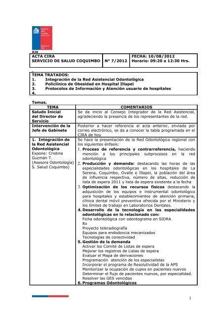 Acta Reunion - Servicio de Salud Coquimbo
