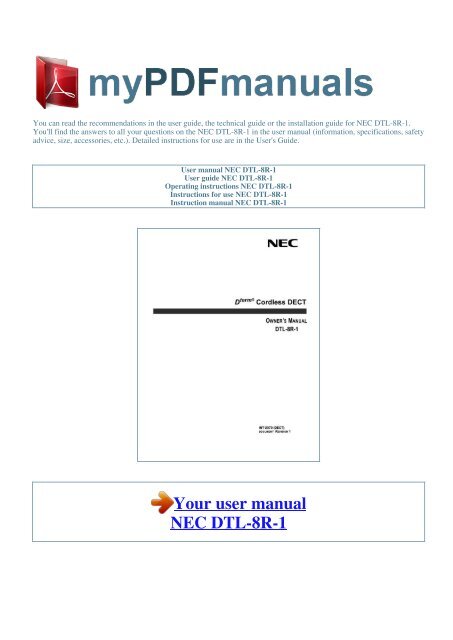 User manual NEC DTL-8R-1 - MY PDF MANUALS