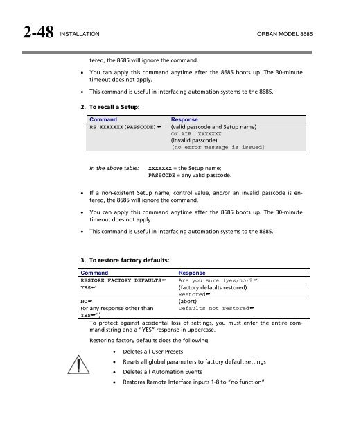 Optimod-Surround 8685 V1.0 Operating Manual - Orban