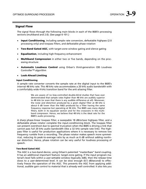 Optimod-Surround 8685 V1.0 Operating Manual - Orban