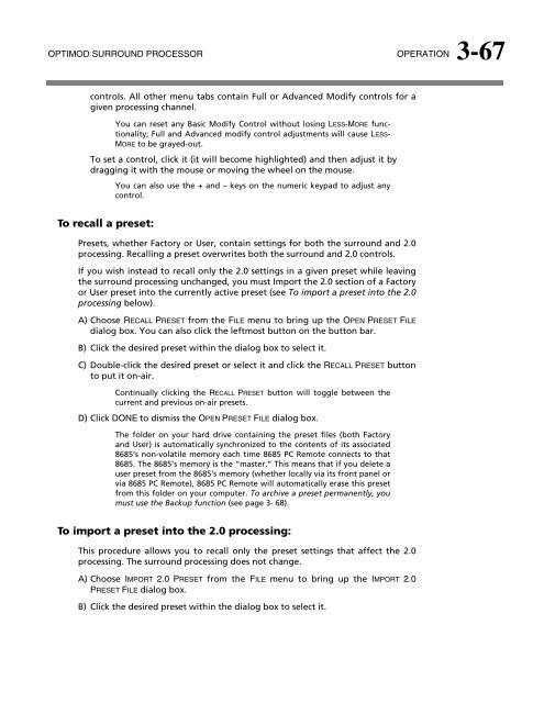 Optimod-Surround 8685 V1.0 Operating Manual - Orban