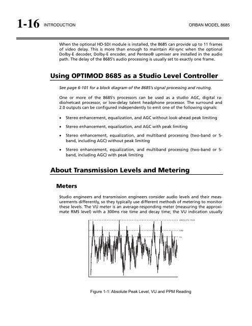 Optimod-Surround 8685 V1.0 Operating Manual - Orban