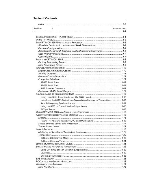 Optimod-Surround 8685 V1.0 Operating Manual - Orban