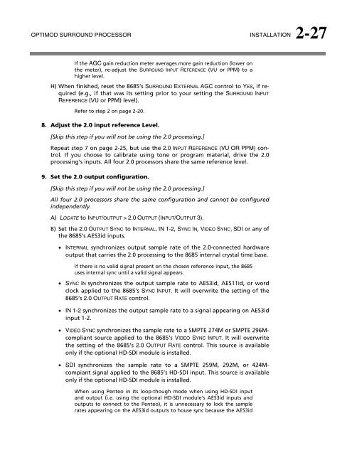 Optimod-Surround 8685 V1.0 Operating Manual - Orban