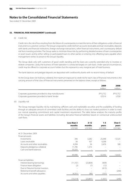 Notes to the Consolidated Financial Statements - Uni-Asia Finance ...