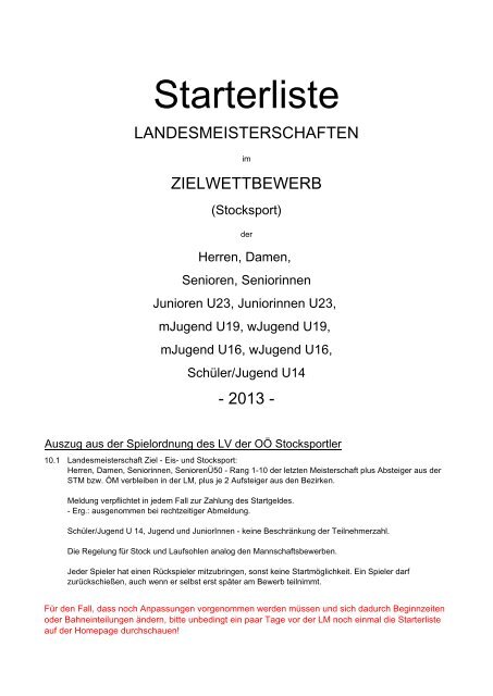 Starterliste Zielbewerb Sommer 2013 - stocksport.co.at