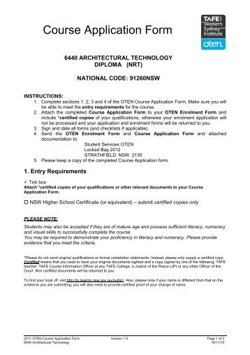Course Application Form - TAFE NSW