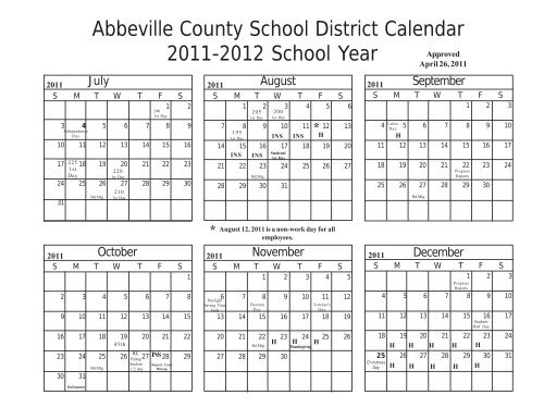 District Calendar - Abbeville County School District