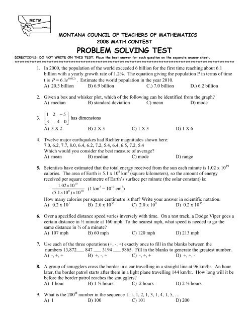 problem solving skills test questions