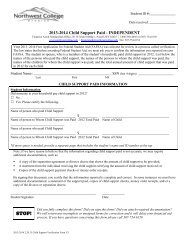 Child Support Paid Verification Form - Northwest College