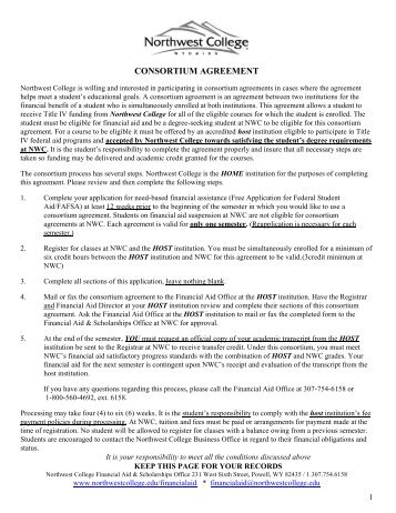 CONSORTIUM AGREEMENT - Northwest College