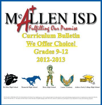 2012-2013 High School Curriculum Bulletin - McAllen ISD