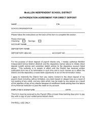 Authorization Agreement for Direct Deposit - McAllen Independent ...