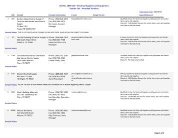 Bid No. 2009-103 - Electrical Supplies and Equipment Vendor List ...