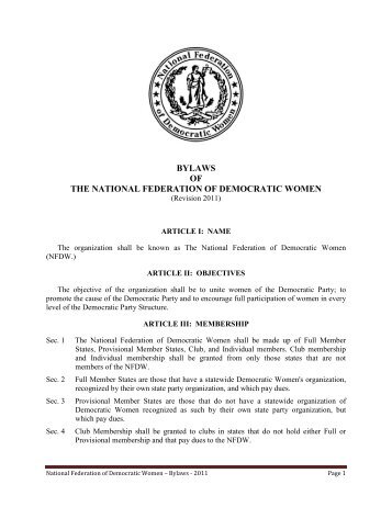 2011 NFDW Bylaws - National Federation of Democratic Women